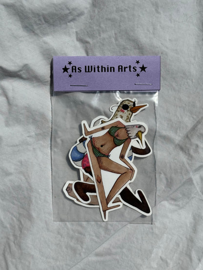 'Sea Gals' sticker three pack