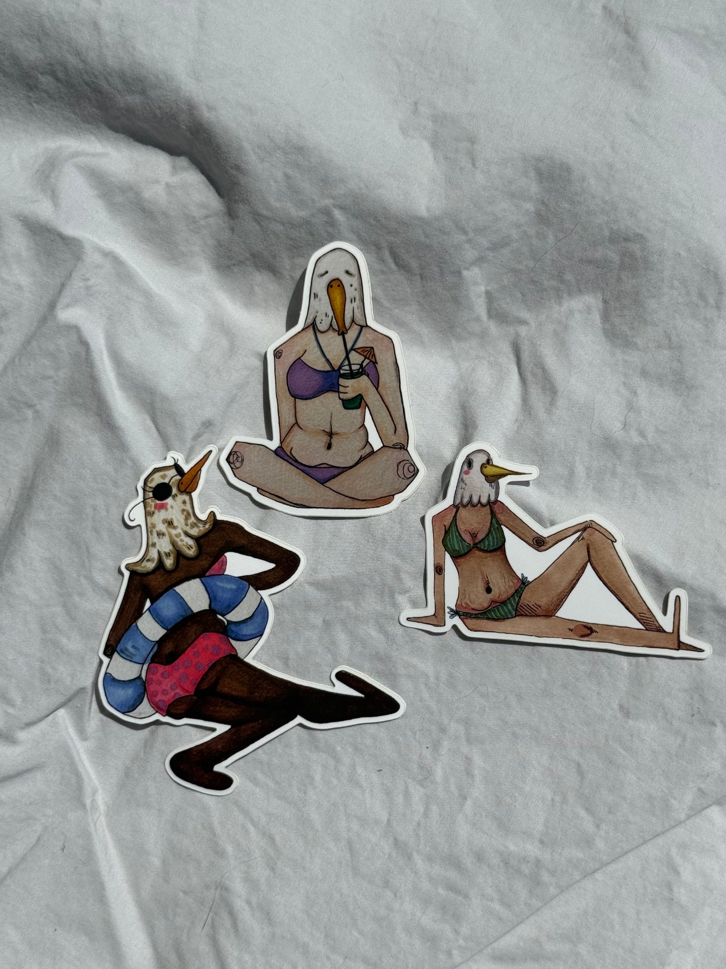 'Sea Gals' sticker three pack